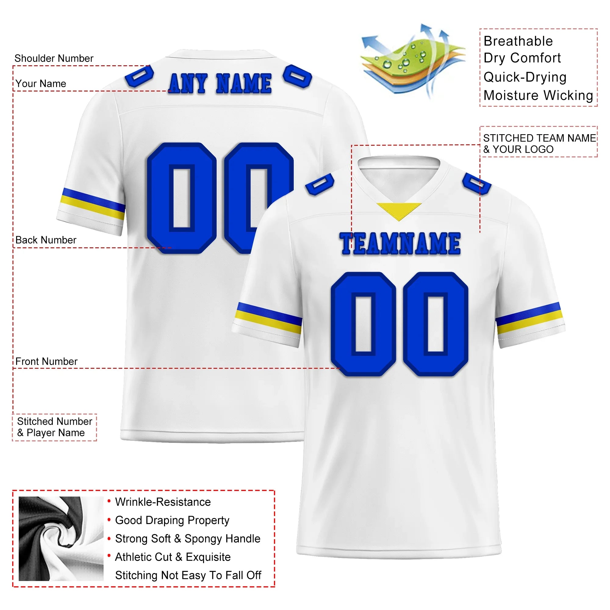 Custom White Classic Style Personalized Authentic Football Jersey FBJ02-bd0a7008 - Coolcustomize
