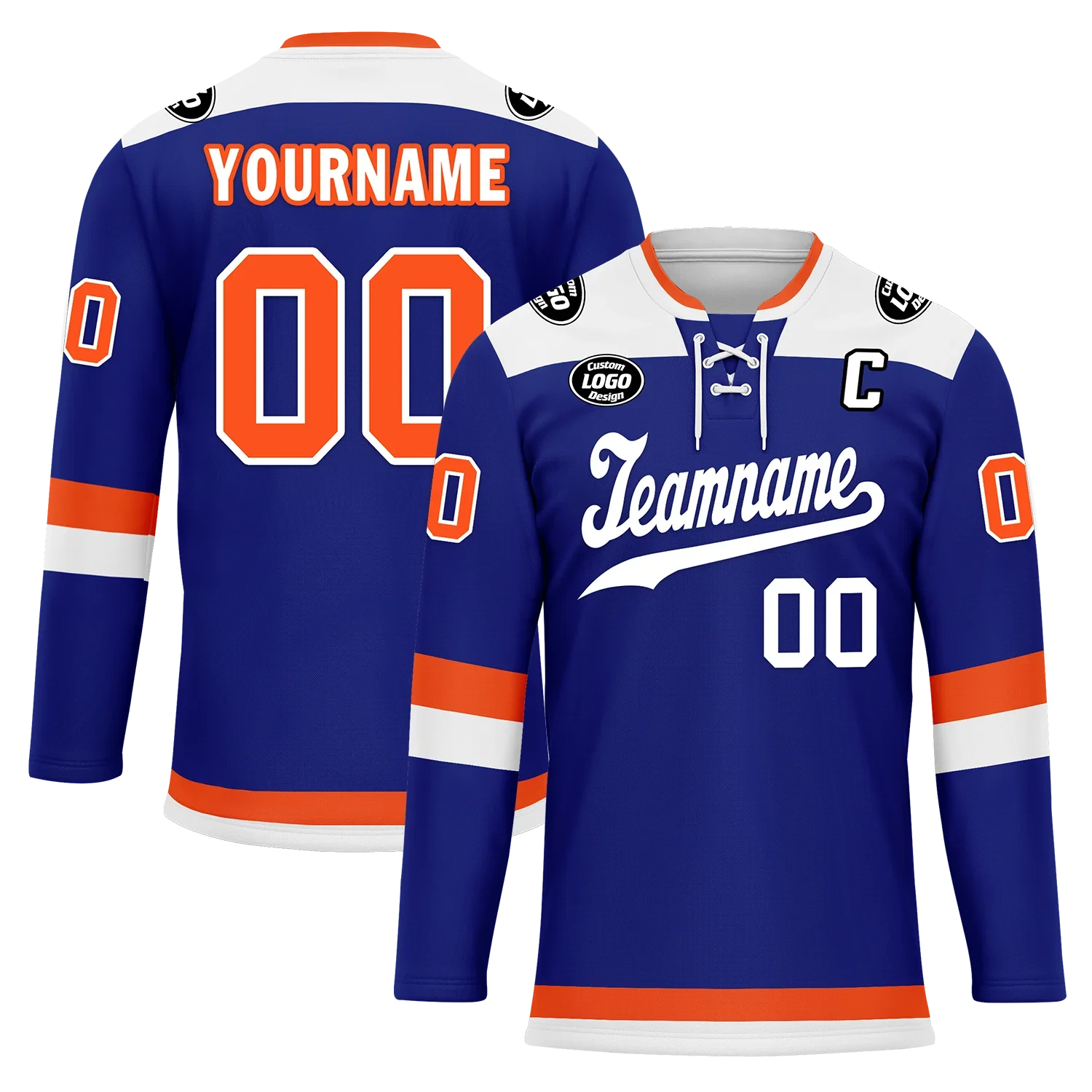 Custom Blue Orange Personalized Hockey Jersey HCKJ01-D0a700f - Coolcustomize