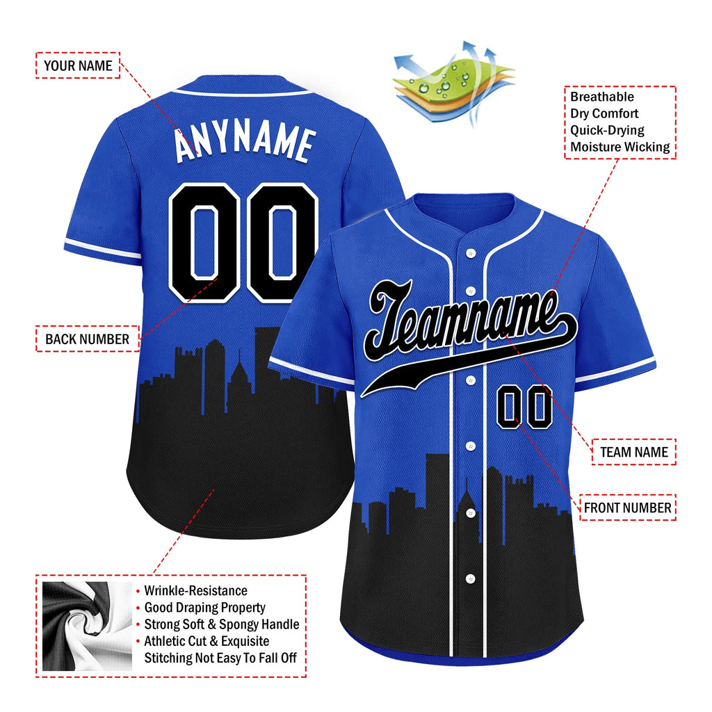 Custom Blue Black City Edition Personalized Authentic Baseball Jersey BSBJ01-D017138 - Coolcustomize