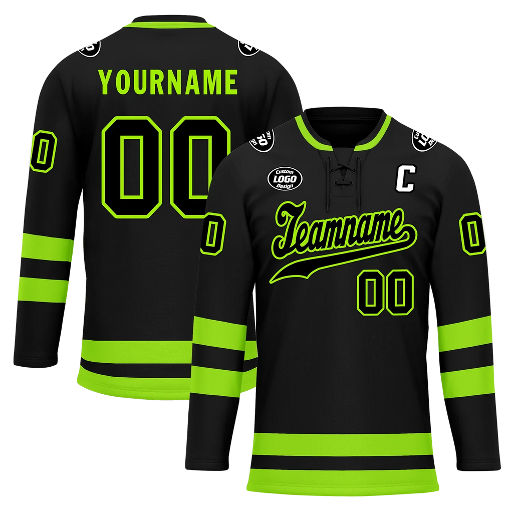 Custom Black Green Personalized Hockey Jersey HCKJ01-D0a70b8 - Coolcustomize