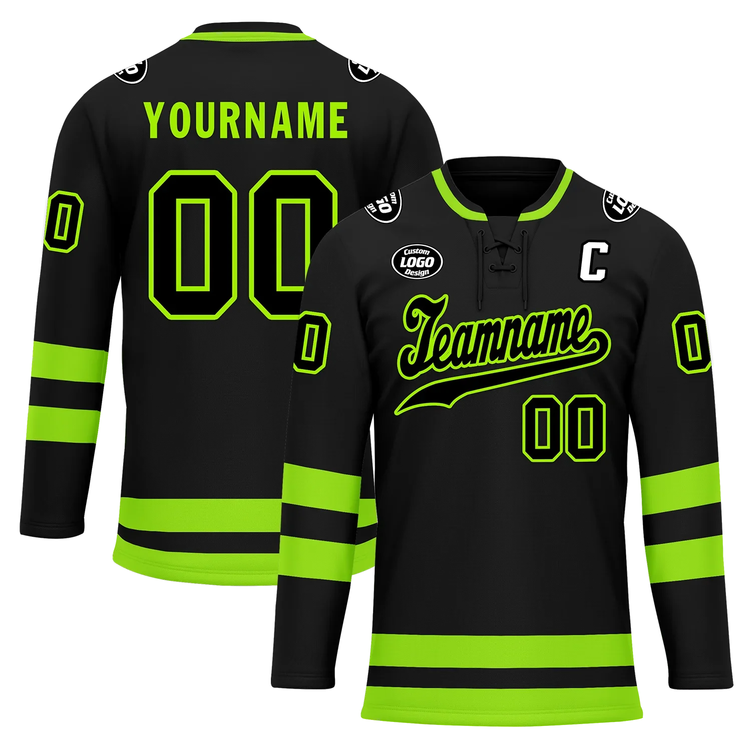 Custom Black Green Personalized Hockey Jersey HCKJ01-D0a70b8 - Coolcustomize