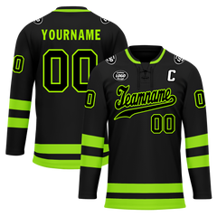 Custom Black Green Personalized Hockey Jersey HCKJ01-D0a70b8