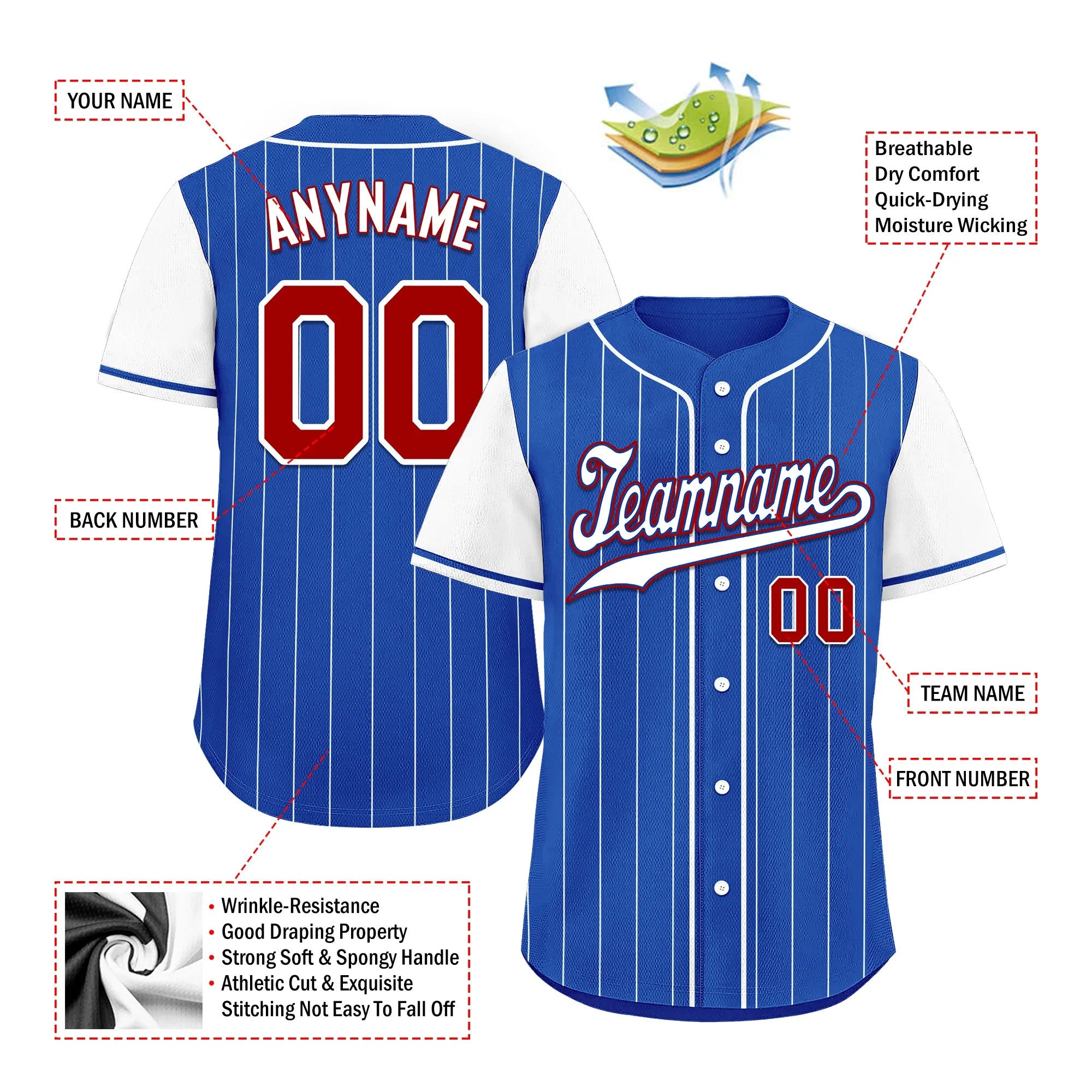 Custom Blue Stripe Fashion Personalized Authentic Baseball Jersey BSBJ01-D017223 - Coolcustomize