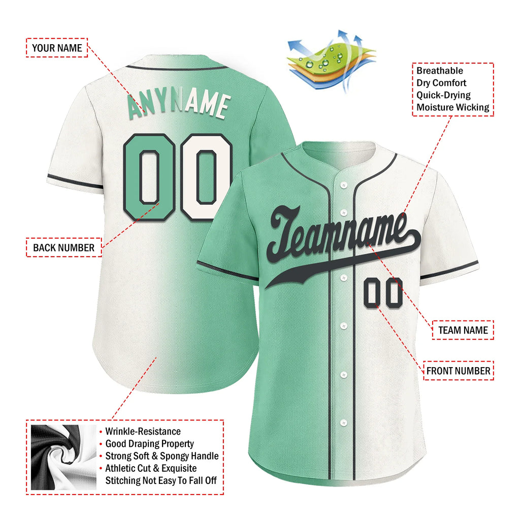 Custom Green White Gradient Fashion Personalized Authentic Baseball Jersey BSBJ01-D0a708a - Coolcustomize