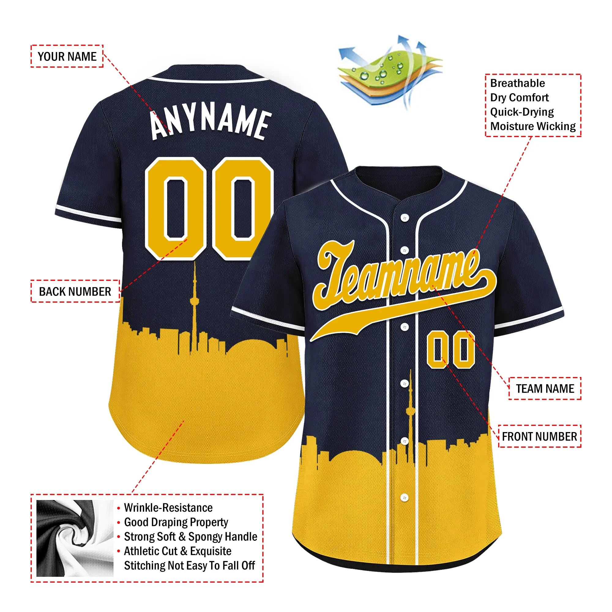 Custom Blue Yellow City Edition Personalized Authentic Baseball Jersey BSBJ01-D017135 - Coolcustomize