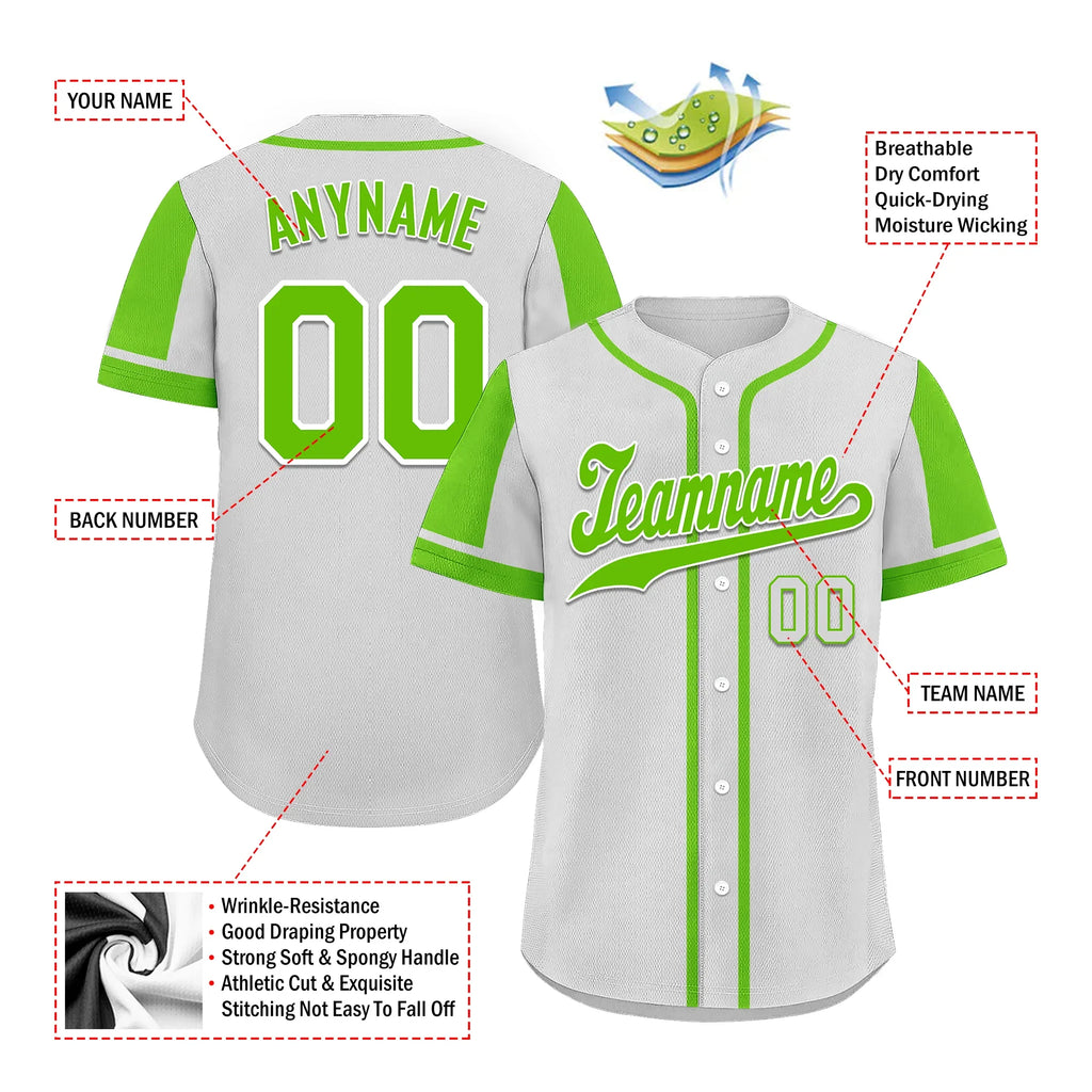 Custom Gray Green Raglan Sleeves Personalized Authentic Baseball Jersey BSBJ01-D017190 - Coolcustomize