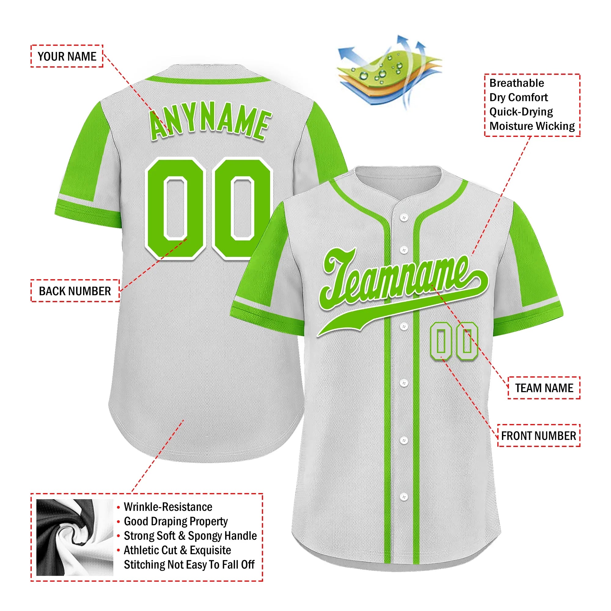 Custom Gray Green Raglan Sleeves Personalized Authentic Baseball Jersey BSBJ01-D017190 - Coolcustomize