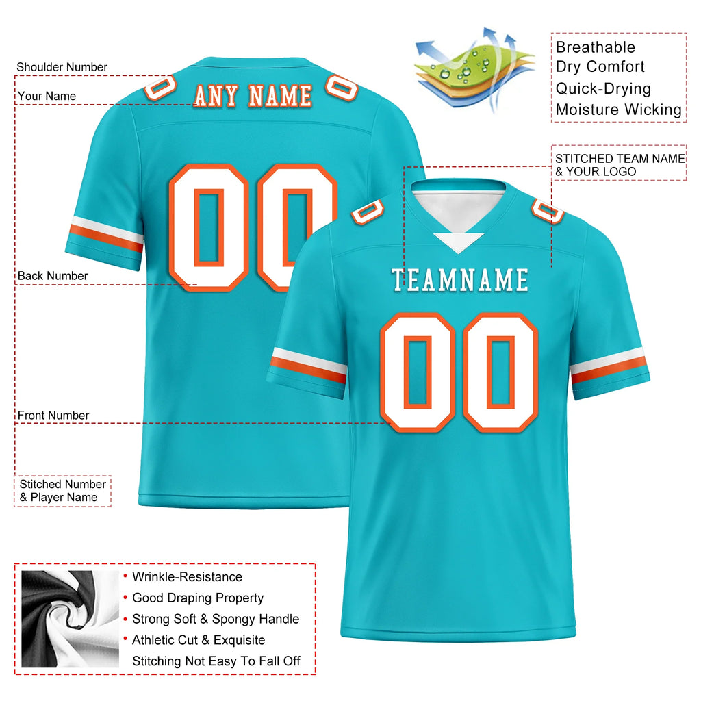Custom Cyan Classic Style Personalized Authentic Football Jersey FBJ02-bd0a70ba - Coolcustomize