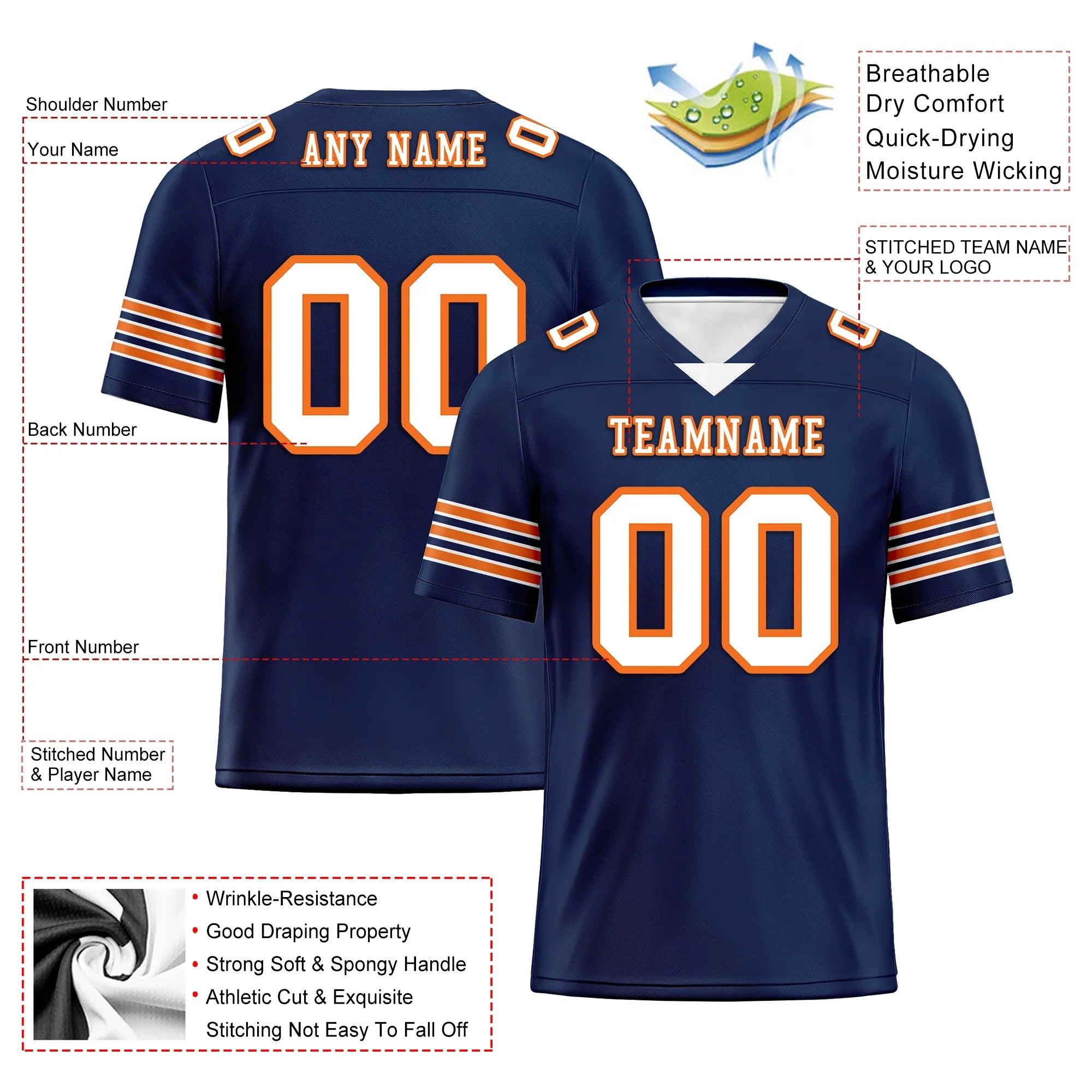 Custom Blue White Classic Style Personalized Authentic Football Jersey FBJ02-bd0a700d - Coolcustomize