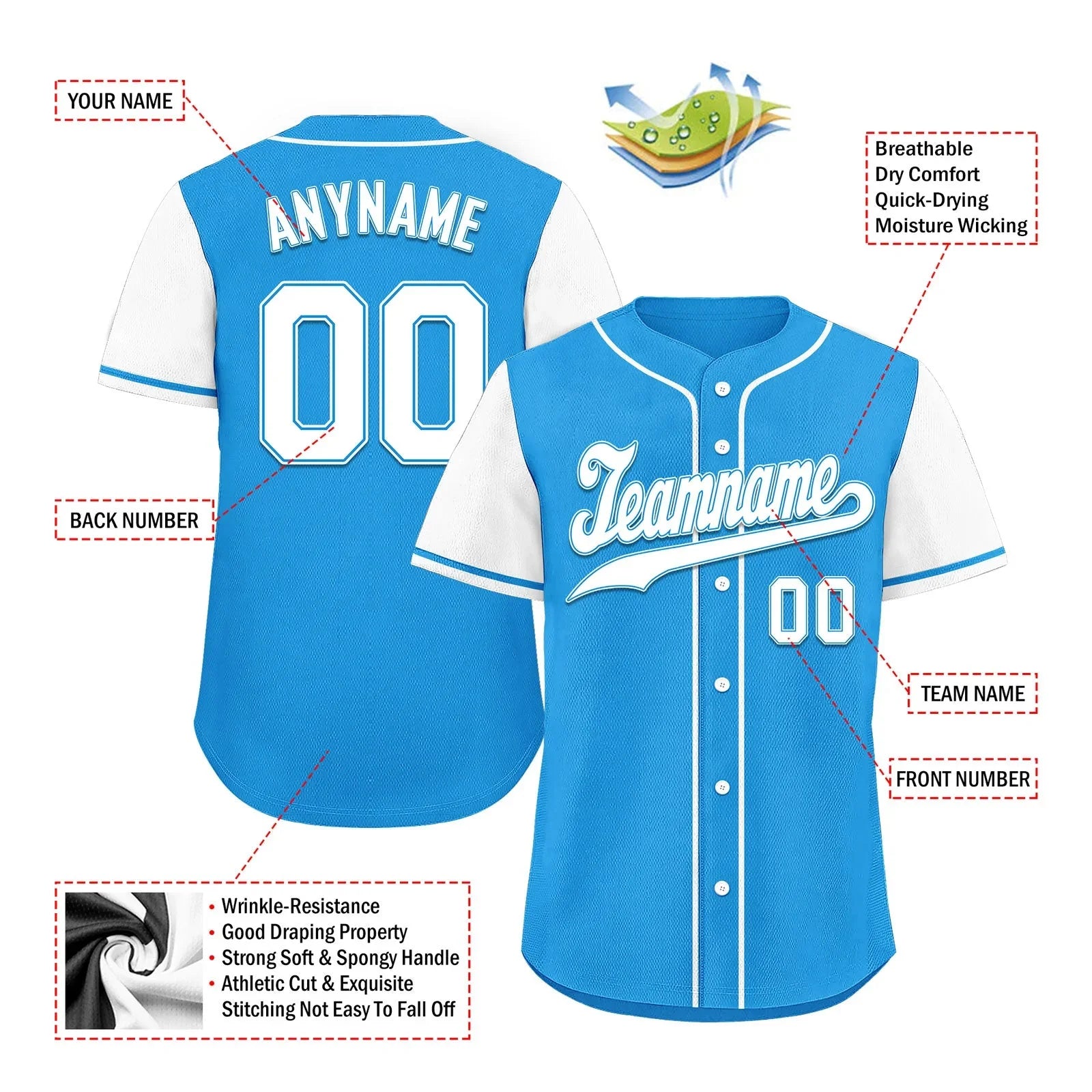 Custom Blue White Raglan Sleeves Personalized Authentic Baseball Jersey BSBJ01-D020200-2 - Coolcustomize