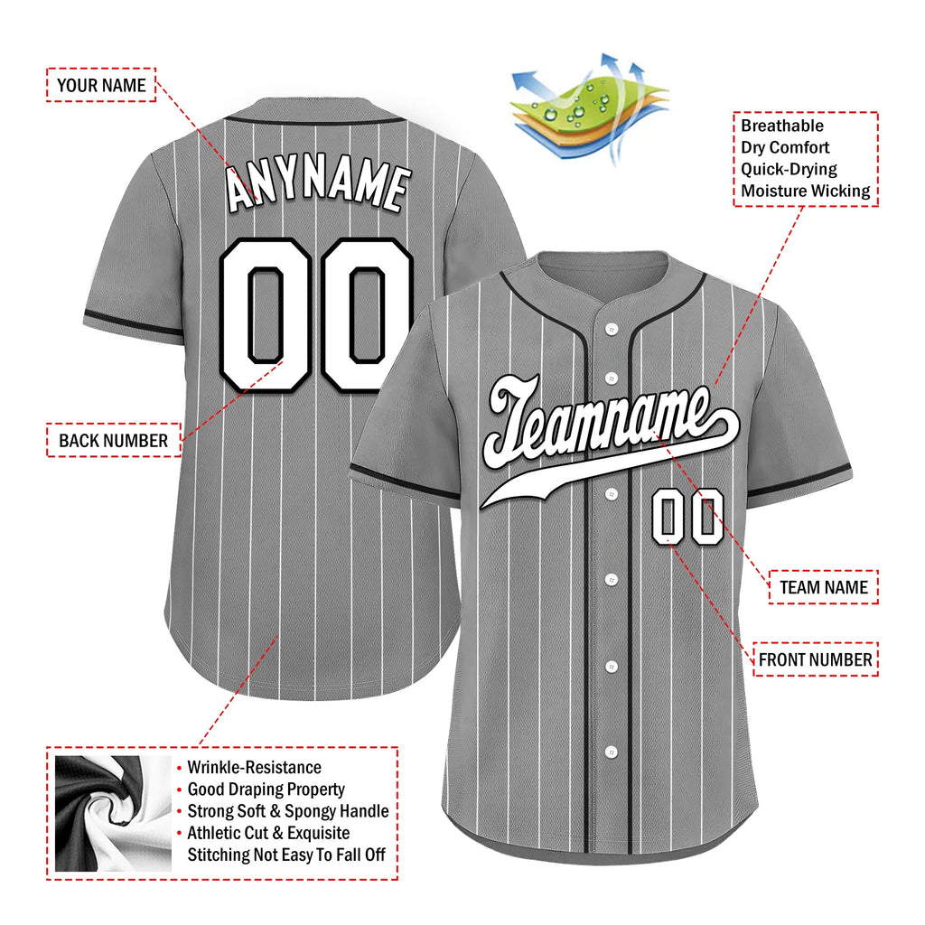 Custom Gray Stripe Fashion Personalized Authentic Baseball Jersey BSBJ01-D017244 - Coolcustomize
