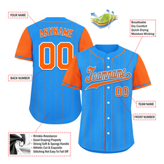 Custom Blue Orange Stripe Fashion Personalized Authentic Baseball Jersey BSBJ01-D017211