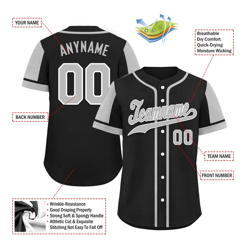 Custom Black Gray Raglan Sleeves Personalized Authentic Baseball Jersey BSBJ01-D017175 - Coolcustomize
