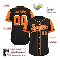 Custom Black Orange Raglan Sleeves Personalized Authentic Baseball Jersey BSBJ01-D017170