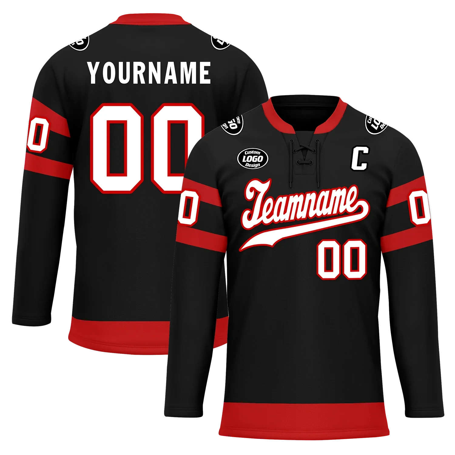 Custom Black Red Personalized Hockey Jersey HCKJ01-D0a70b0 - Coolcustomize