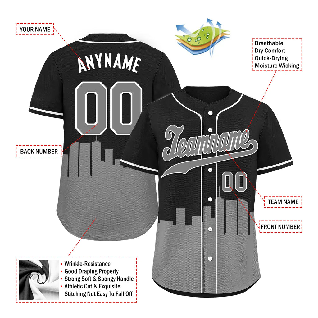 Custom Black Gray City Edition Personalized Authentic Baseball Jersey BSBJ01-D017139 - Coolcustomize
