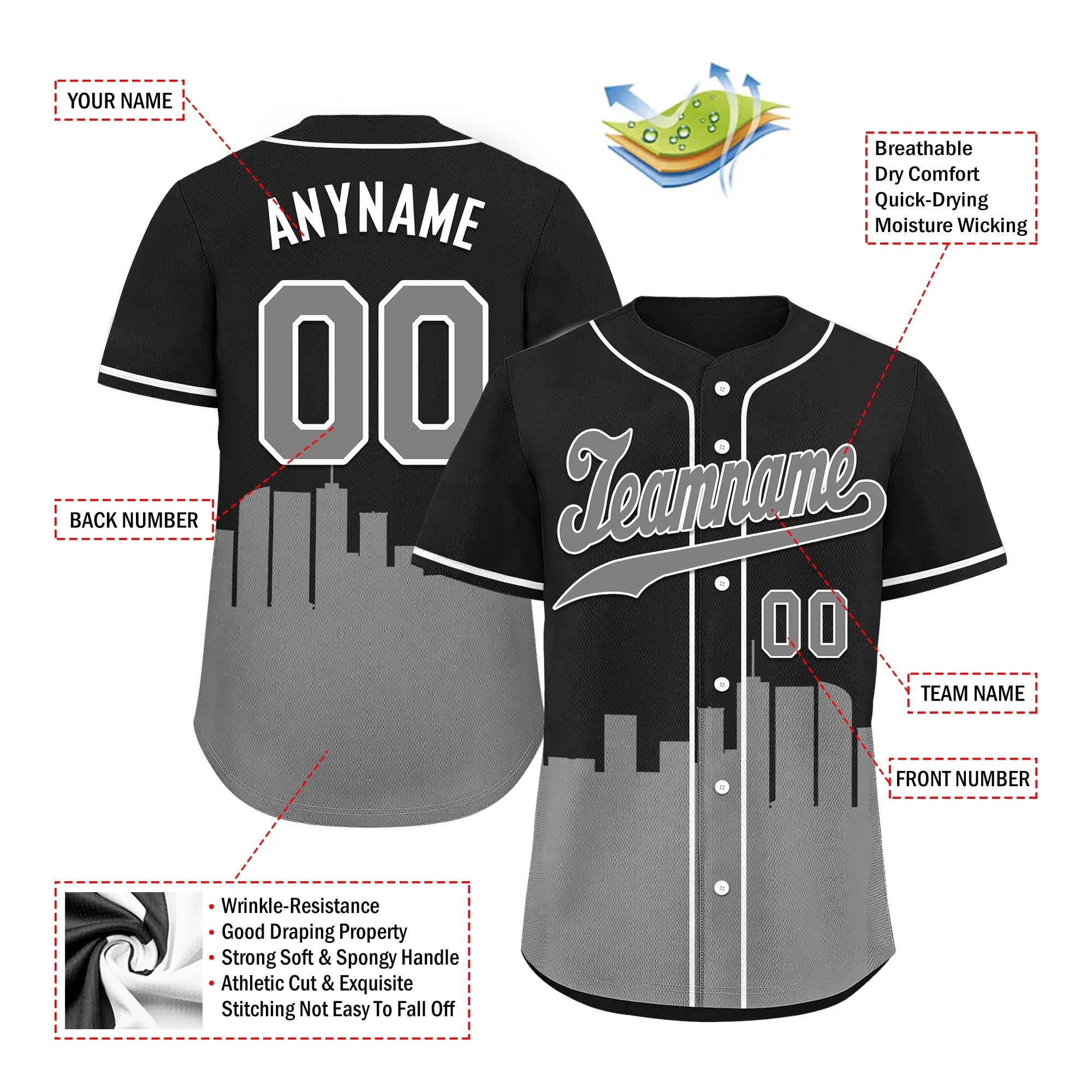 Custom Black Gray City Edition Personalized Authentic Baseball Jersey BSBJ01-D017139 - Coolcustomize