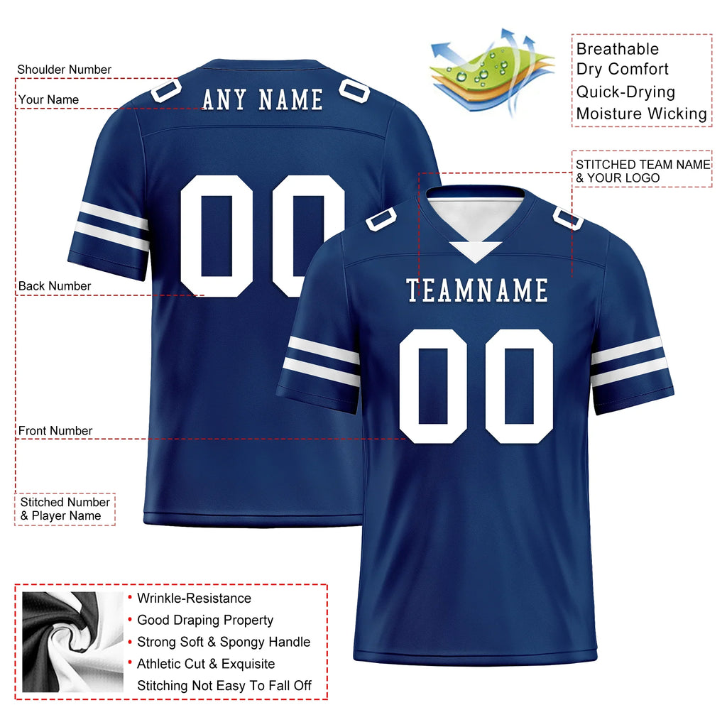 Custom Blue Classic Style Personalized Authentic Football Jersey FBJ02-bd0a70bf - Coolcustomize