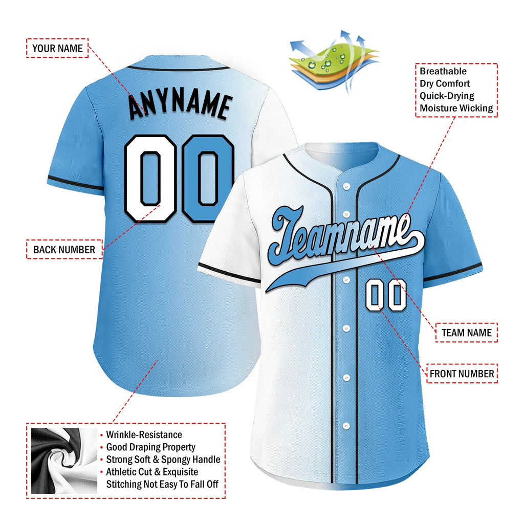 Custom White Blue Gradient Fashion Personalized Authentic Baseball Jersey BSBJ01-D0a7aaa - Coolcustomize