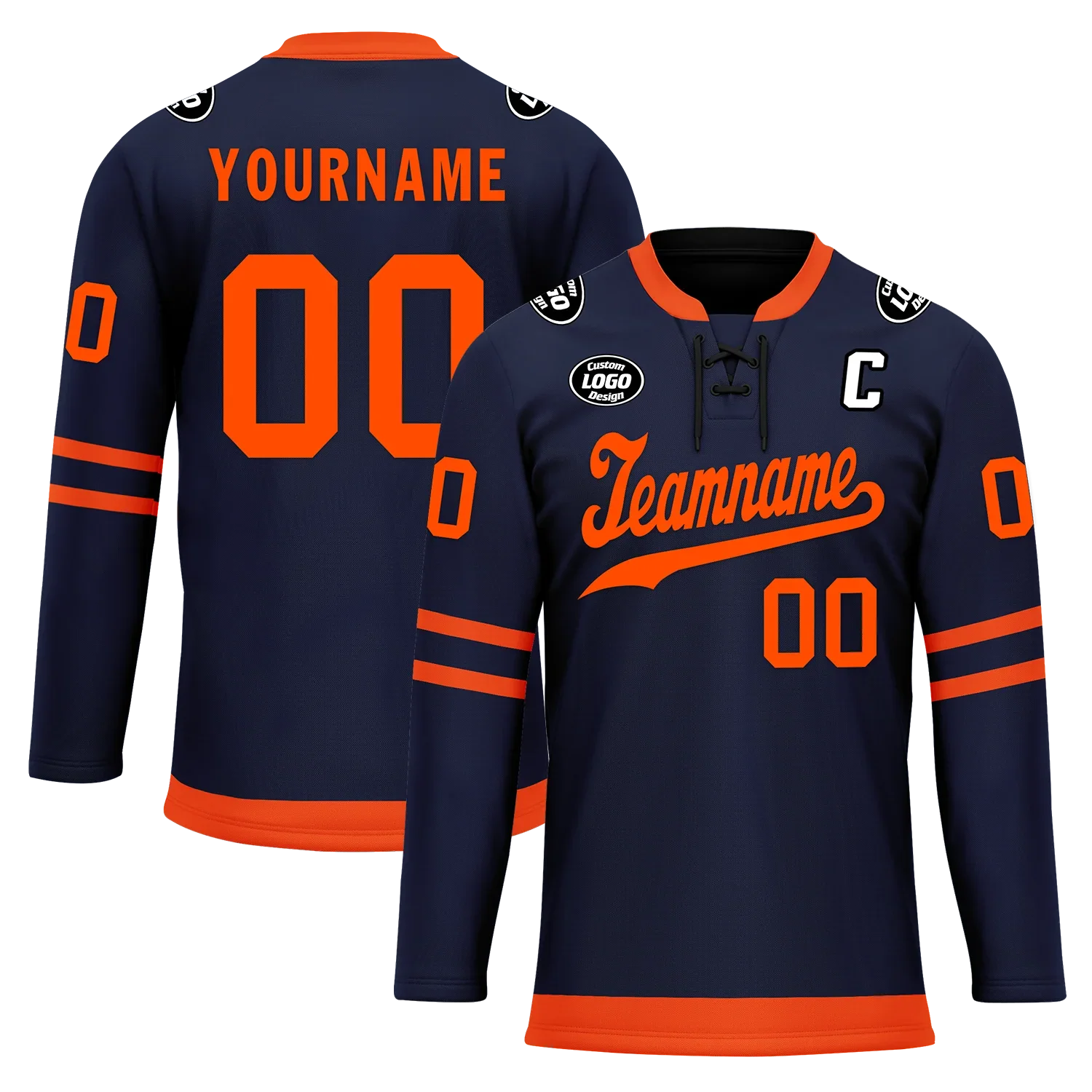 Custom Blue Orange Personalized Hockey Jersey HCKJ01-D0a70c8 - Coolcustomize