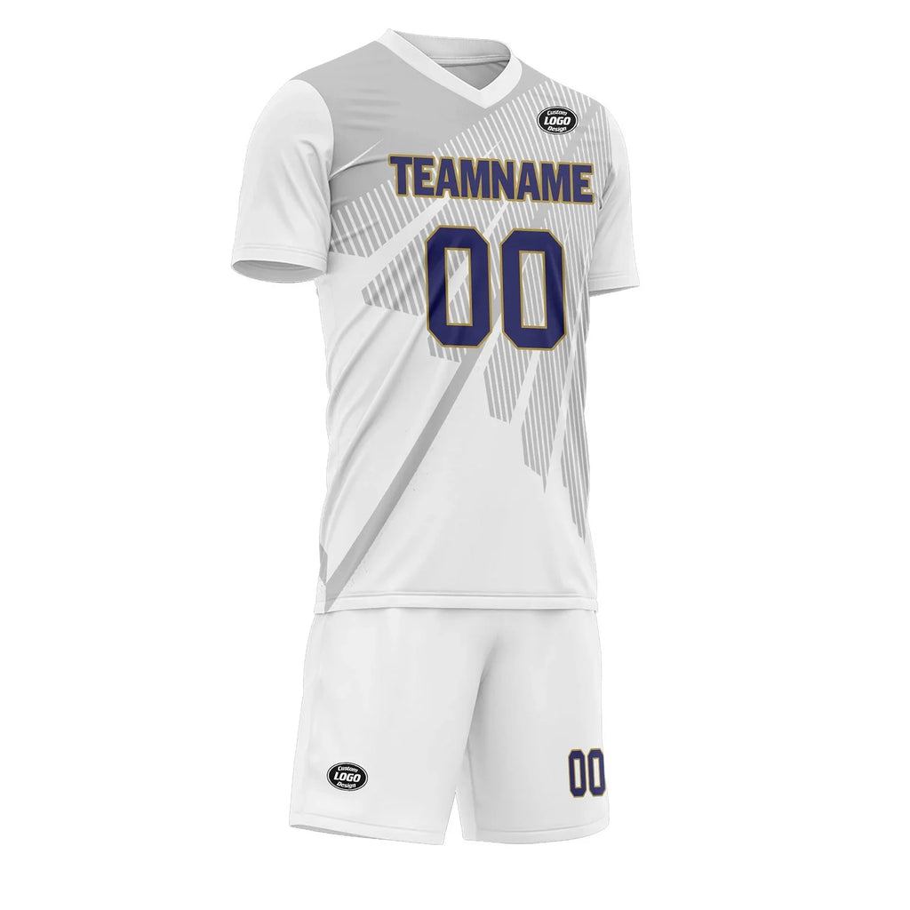 Custom Gray White Soccer Sets Jersey Personalized SCJ101-D28042 - Coolcustomize