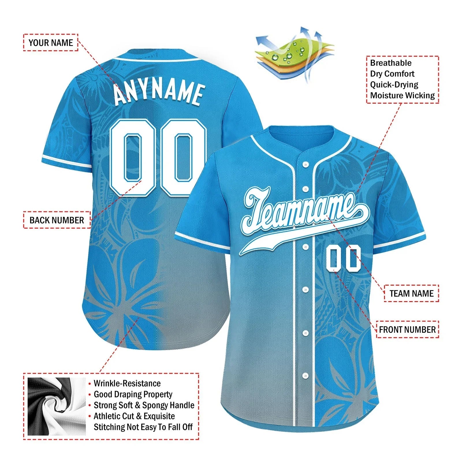 Custom Blue Classic Style Personalized Authentic Baseball Jersey BSBJ01-D020160-6 - Coolcustomize