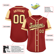 Custom Red Yellow Raglan Sleeves Personalized Authentic Baseball Jersey BSBJ01-D017195