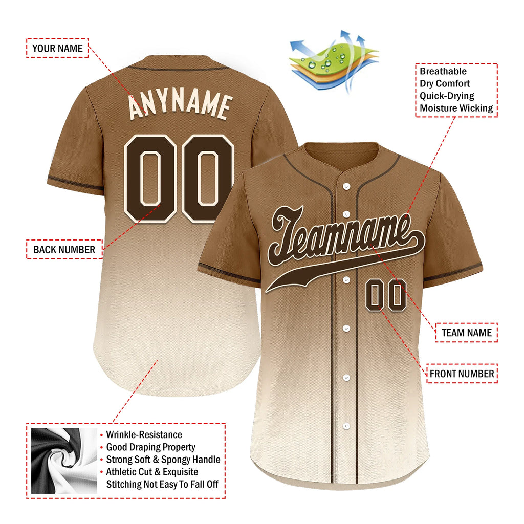 Custom Brown White Fade Fashion Personalized Authentic Baseball Jersey BSBJ01-D0a70fe - Coolcustomize