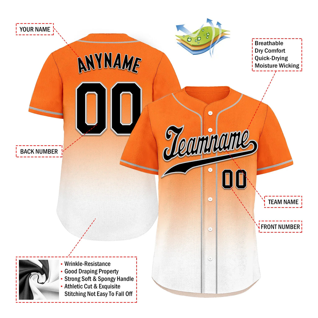 Custom Orange White Fade Fashion Personalized Authentic Baseball Jersey BSBJ01-D0a70dd - Coolcustomize
