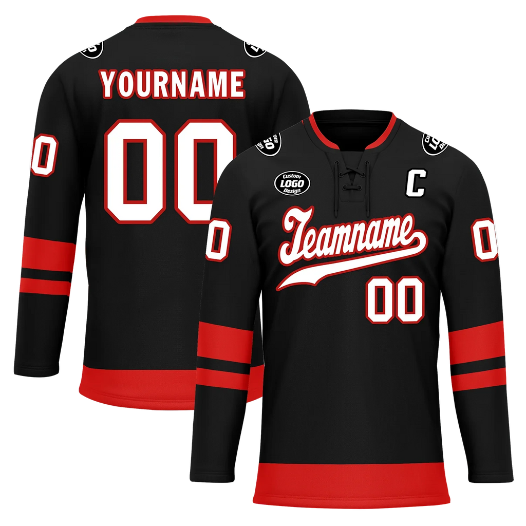 Custom Black Red Personalized Hockey Jersey HCKJ01-D0a700b - Coolcustomize