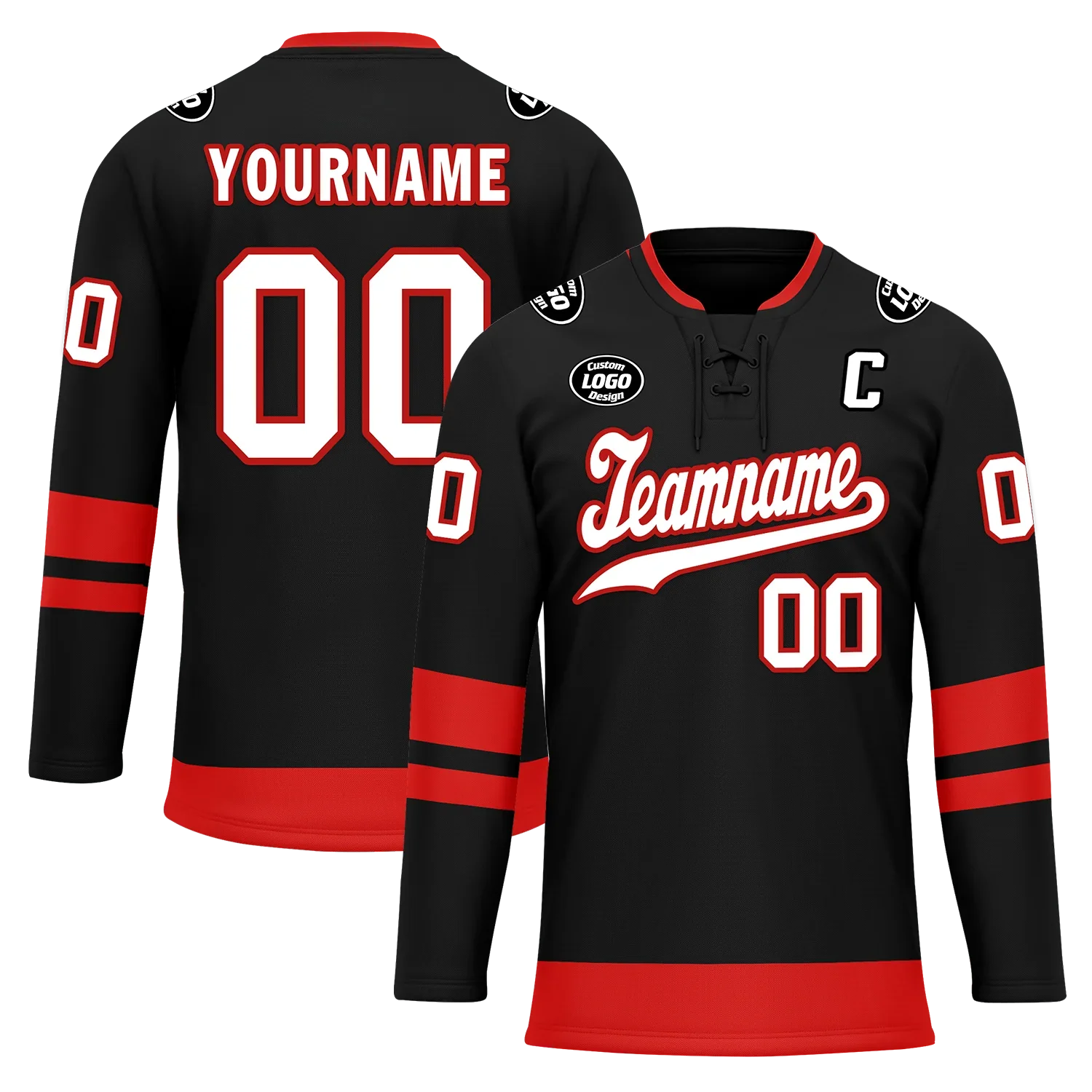 Custom Black Red Personalized Hockey Jersey HCKJ01-D0a700b - Coolcustomize