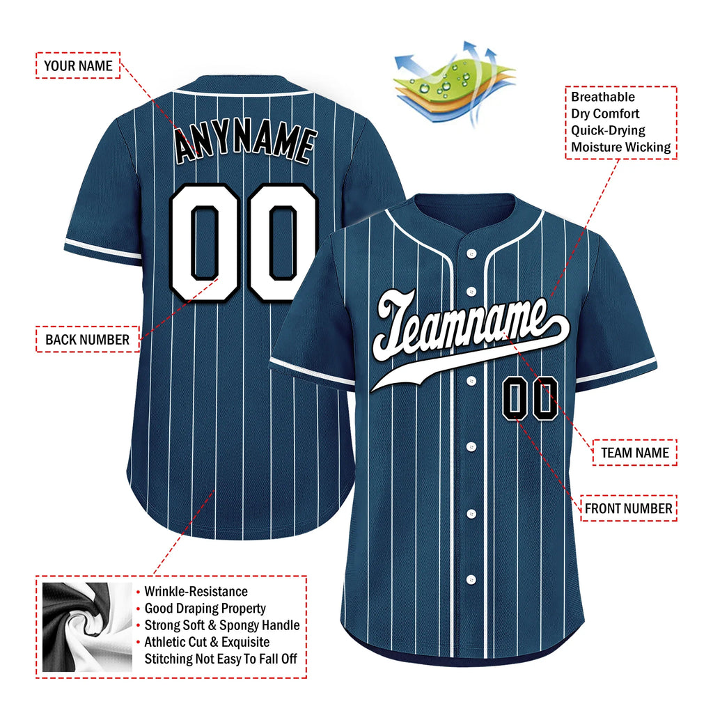Custom Blue Stripe Fashion Personalized Authentic Baseball Jersey BSBJ01-D017258 - Coolcustomize