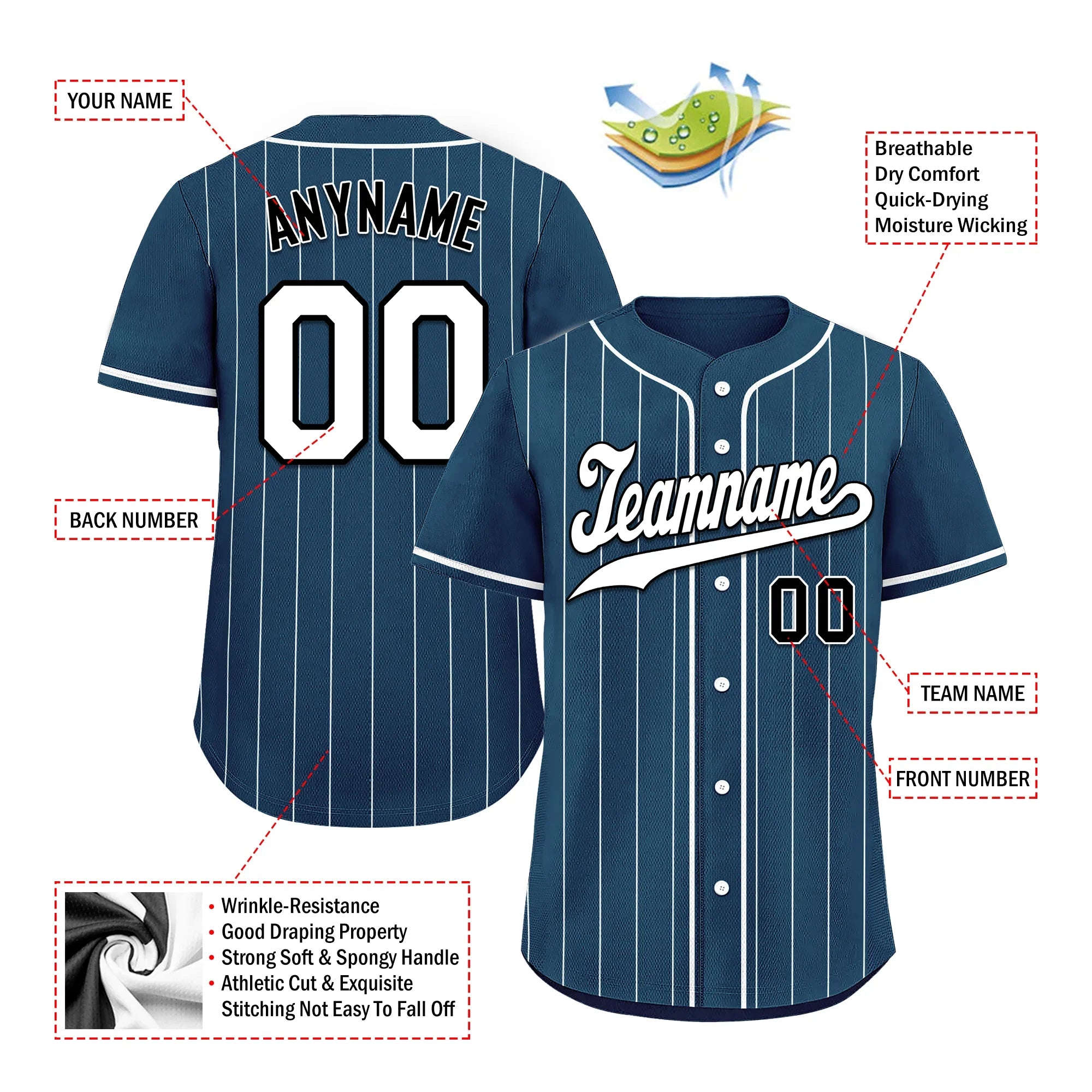 Custom Blue Stripe Fashion Personalized Authentic Baseball Jersey BSBJ01-D017258 - Coolcustomize