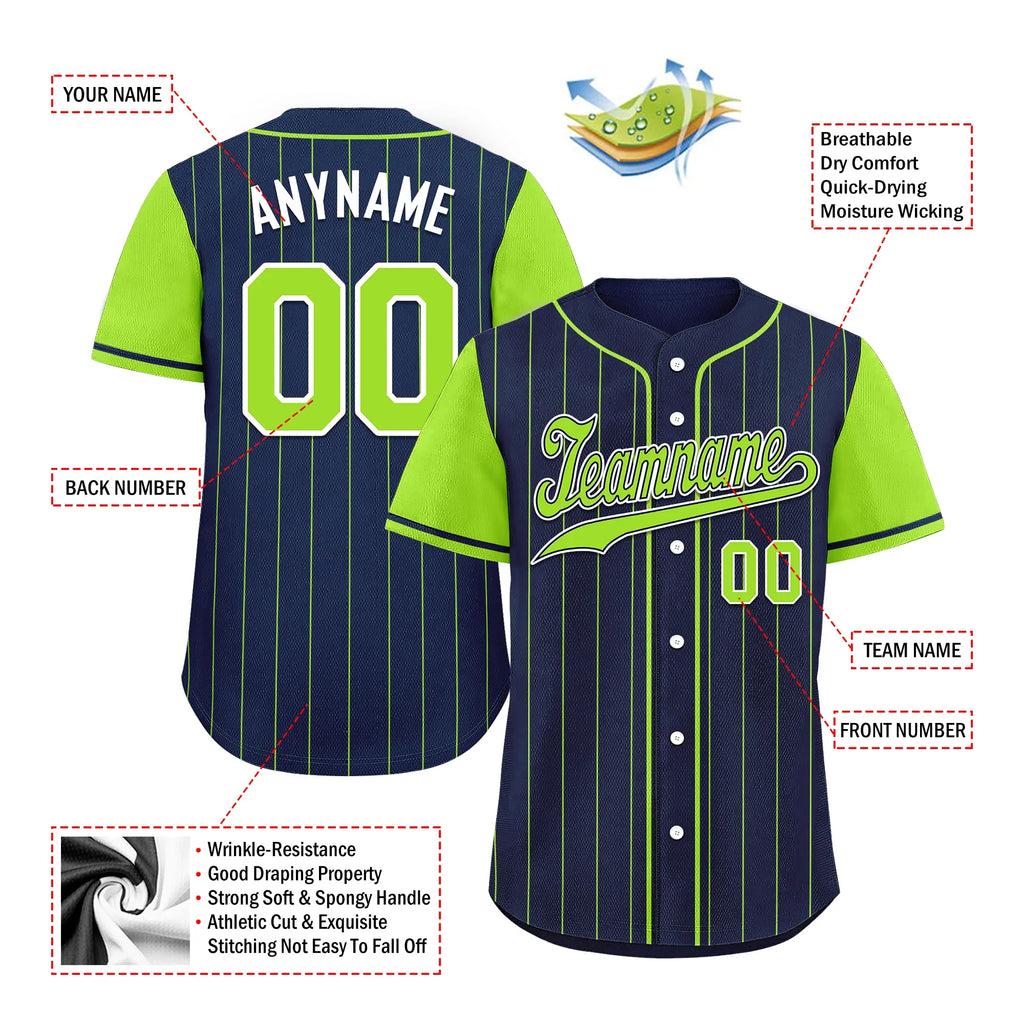 Custom Blue Green Stripe Fashion Personalized Authentic Baseball Jersey BSBJ01-D017231 - Coolcustomize