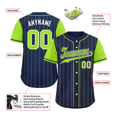 Custom Blue Green Stripe Fashion Personalized Authentic Baseball Jersey BSBJ01-D017231