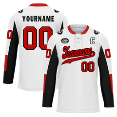 Custom White Black Personalized Hockey Jersey HCKJ01-D0a70a9