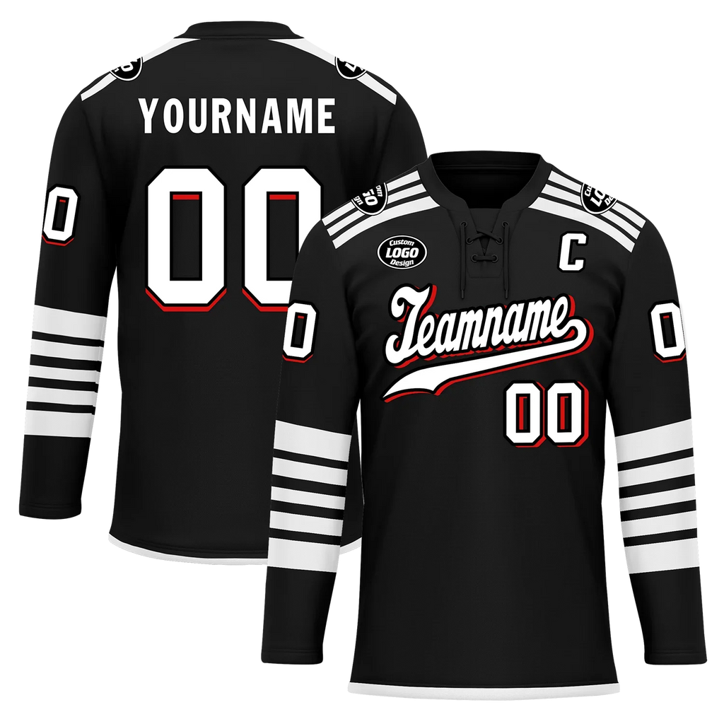 Custom Black White Personalized Hockey Jersey HCKJ01-D0a700d - Coolcustomize