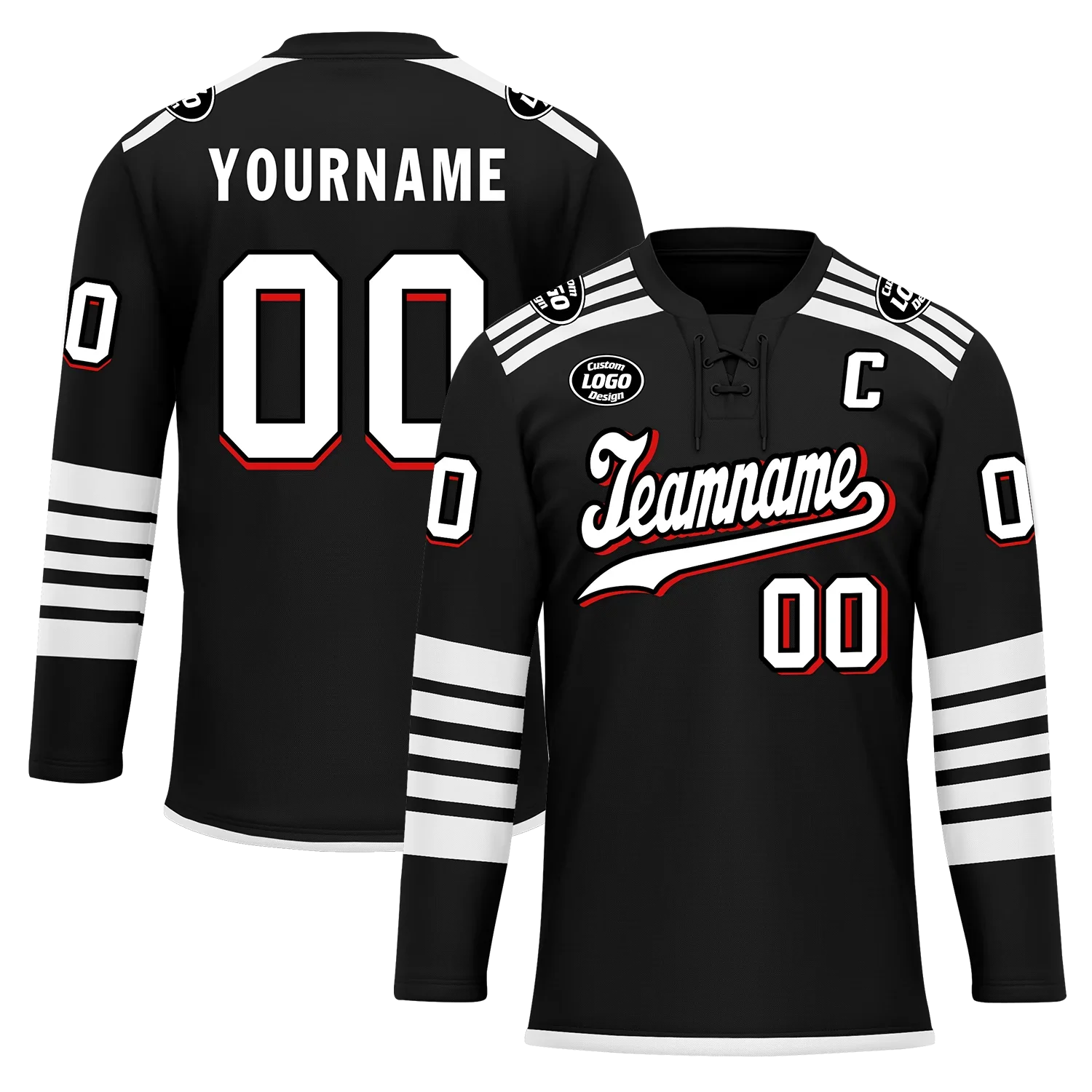 Custom Black White Personalized Hockey Jersey HCKJ01-D0a700d - Coolcustomize