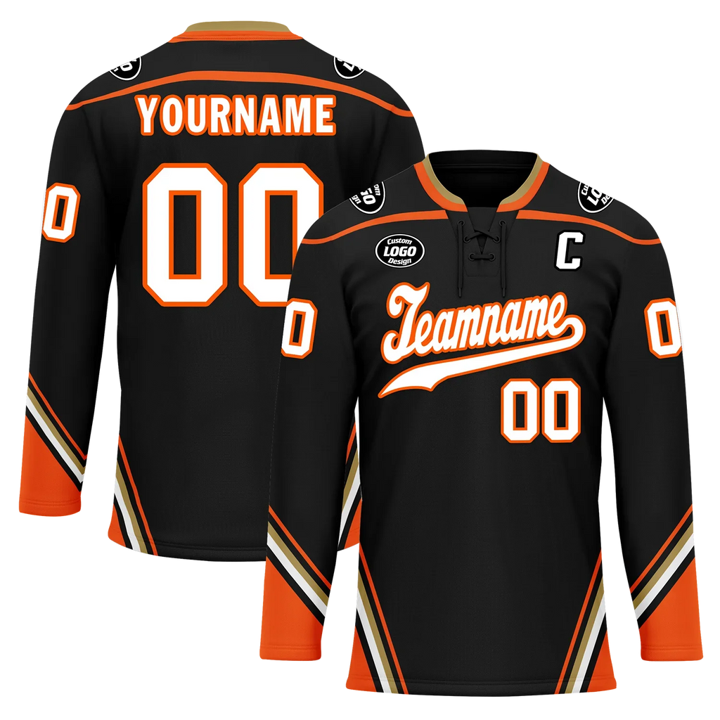 Custom Black Orange Personalized Hockey Jersey HCKJ01-D0a70d8 - Coolcustomize