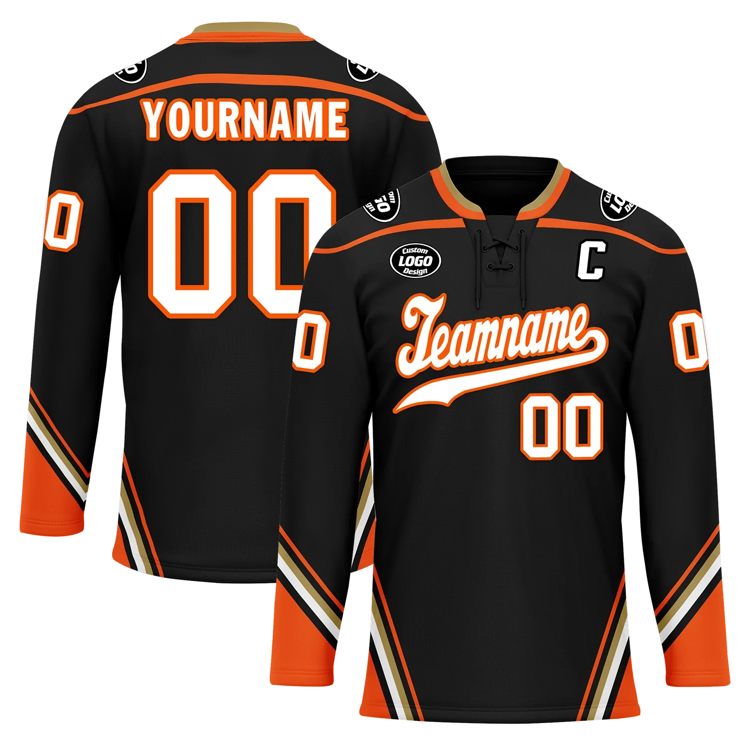 Custom Black Orange Personalized Hockey Jersey HCKJ01-D0a70d8 - Coolcustomize
