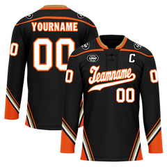 Custom Black Orange Personalized Hockey Jersey HCKJ01-D0a70d8