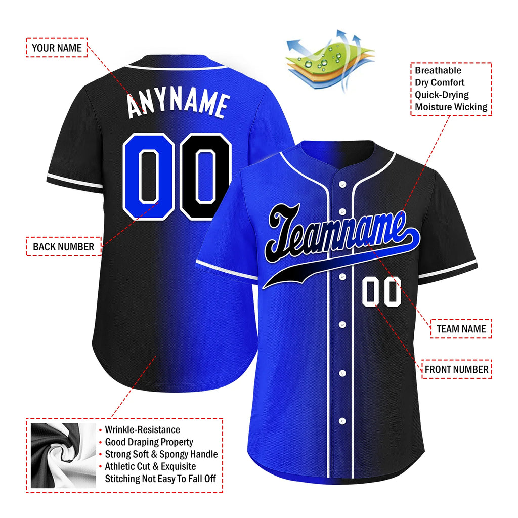 Custom Blue Black Gradient Fashion Personalized Authentic Baseball Jersey BSBJ01-D0a709e - Coolcustomize