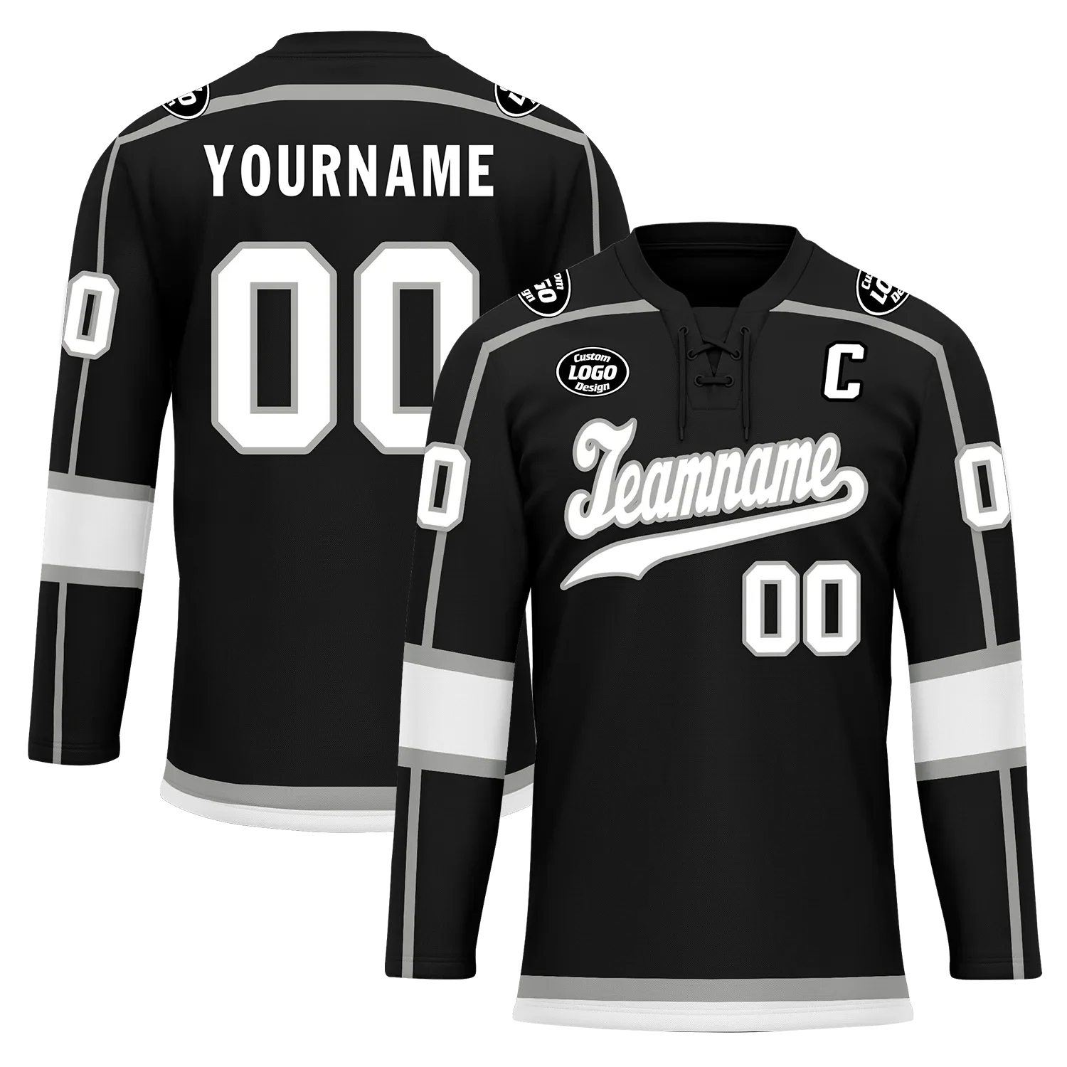 Custom Black White Personalized Hockey Jersey HCKJ01-D0a70e8 - Coolcustomize