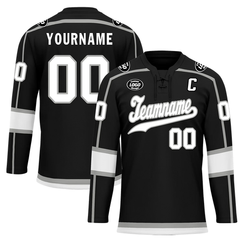Custom Black White Personalized Hockey Jersey HCKJ01-D0a70e8 - Coolcustomize