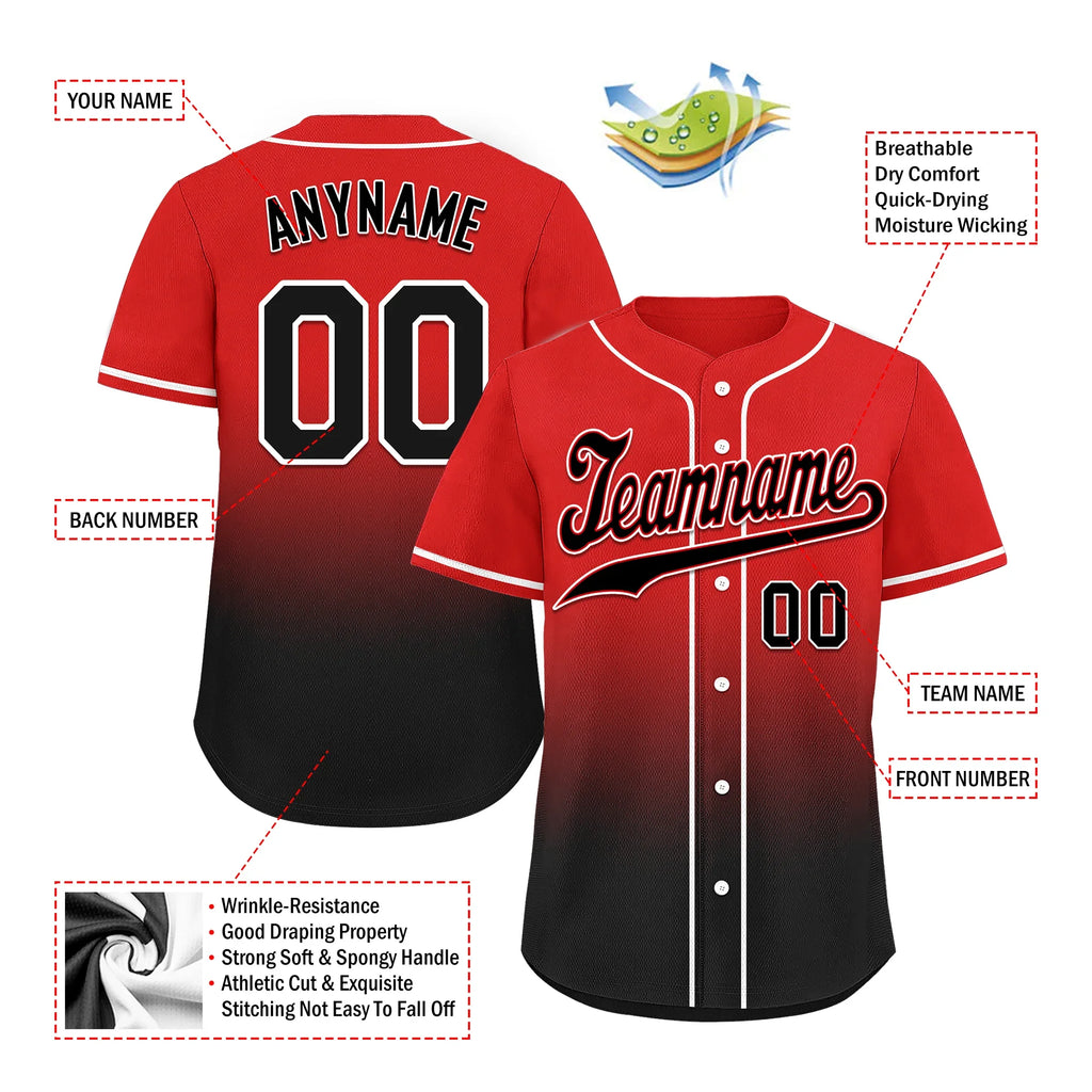Custom Red Black Fade Fashion Personalized Authentic Baseball Jersey BSBJ01-D0a70ba - Coolcustomize