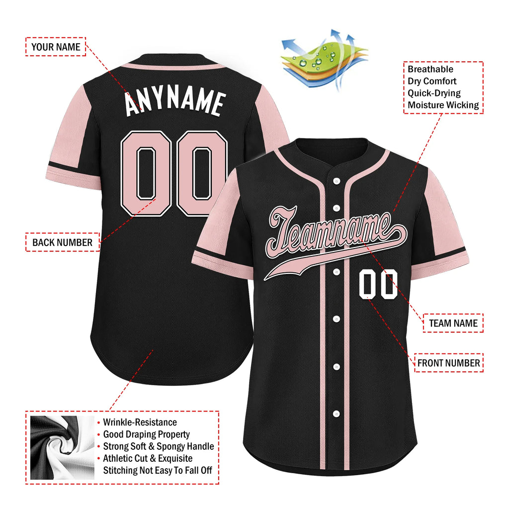 Custom Black Pink Raglan Sleeves Personalized Authentic Baseball Jersey BSBJ01-D017197 - Coolcustomize