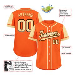 Custom Orange Yellow Raglan Sleeves Personalized Authentic Baseball Jersey BSBJ01-D017194