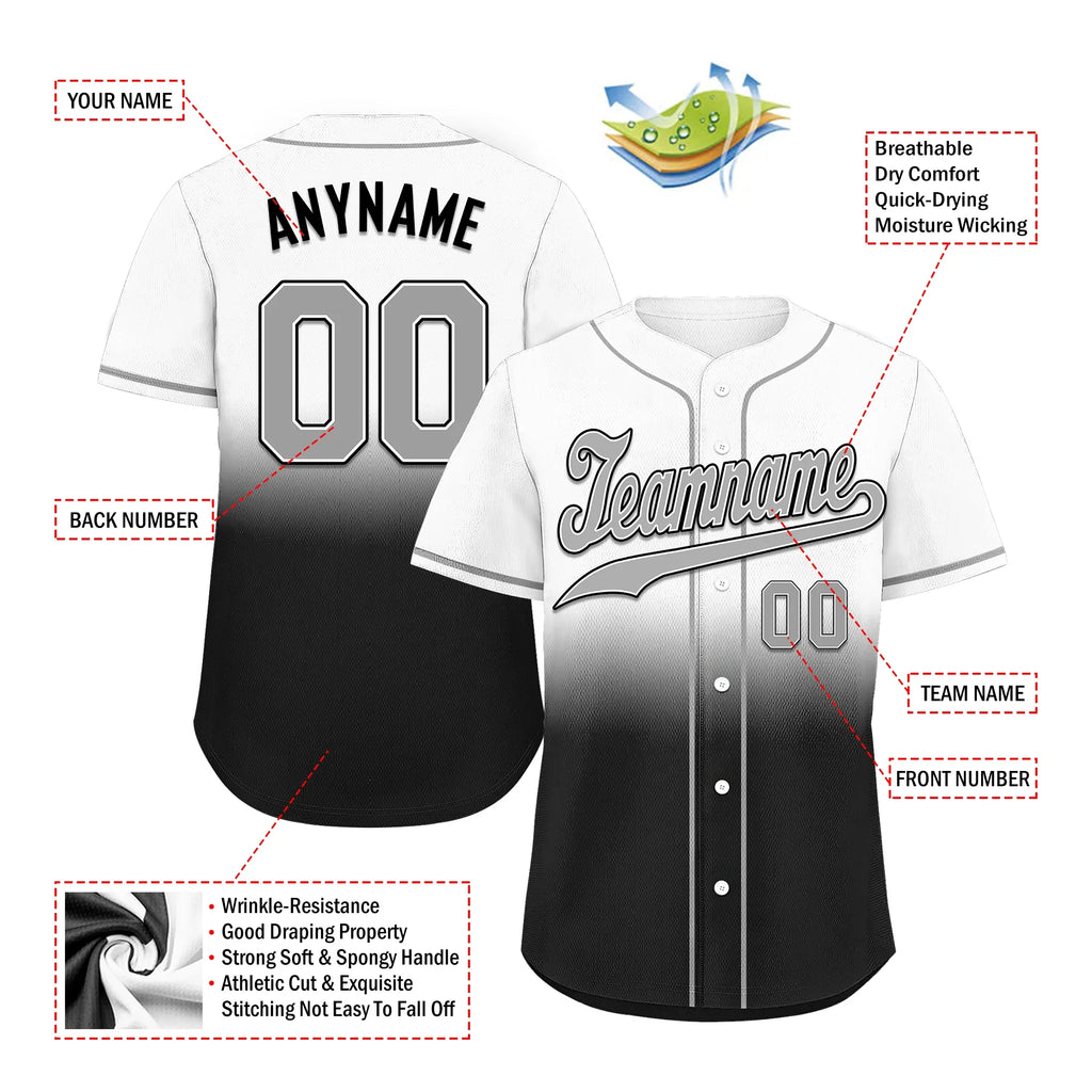 Custom Grey Black Fade Fashion Personalized Authentic Baseball Jersey BSBJ01-D0a70ee - Coolcustomize