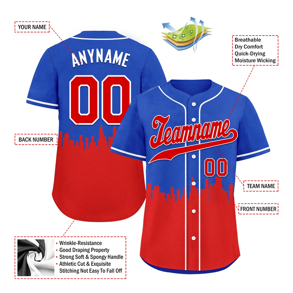 Custom Blue Red City Edition Personalized Authentic Baseball Jersey BSBJ01-D017129 - Coolcustomize
