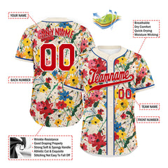 Custom Graffiti Pattern Abstract Floral Patterns Personalized Authentic Baseball Jersey BSBJ01-D020171-5